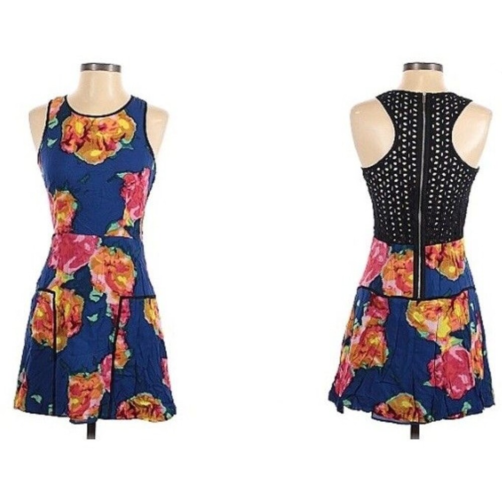 RACHEL Rachel Roy Floral Print Eyelet Back Sleeveless Fit & Flare Dress Size 6